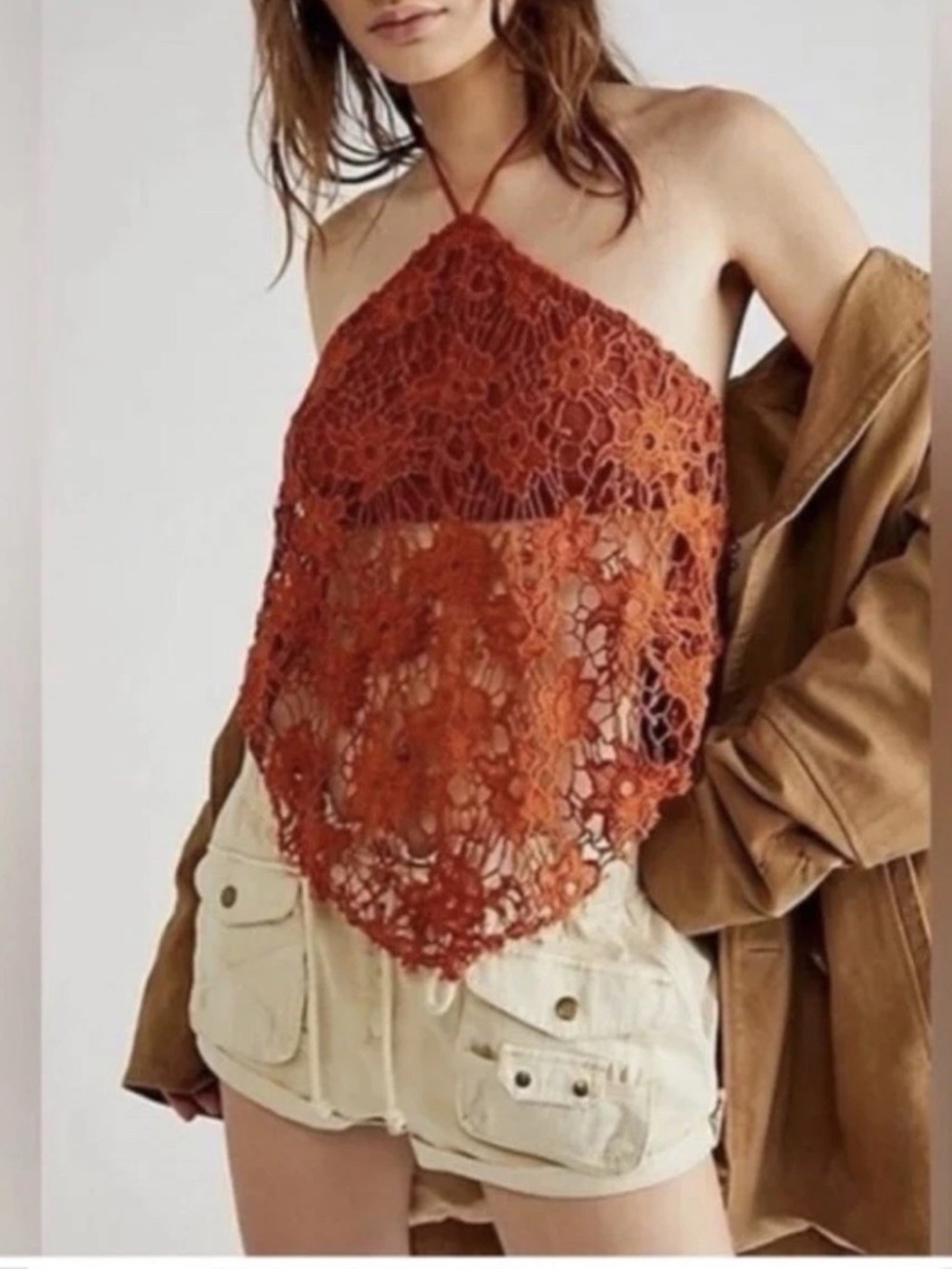 Free People Seychelles Crochet Halter Top